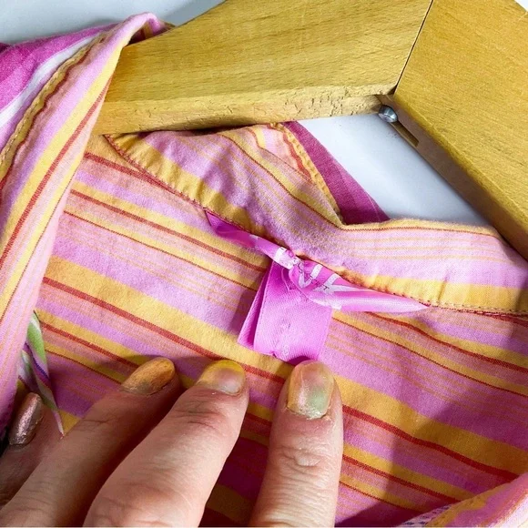Vintage PINK Victoria’s Secret Striped Button Down Shirt Small - Picture 8 of 15
